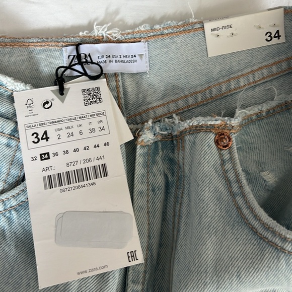 BNWT ZARA CUT OFF DENIM SHORTS - Picture 5 of 5